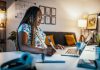 African American female student studying from home during lockdown